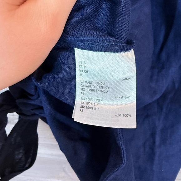 NWT Charter Club Luxury 100% Linen Tie-Front Top Intrepid Blue Small - Picture 8 of 12